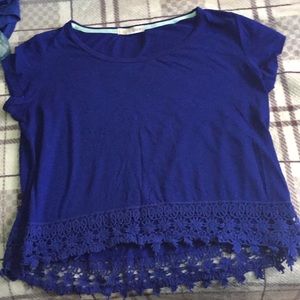 Blue crop top short sleeve shirt